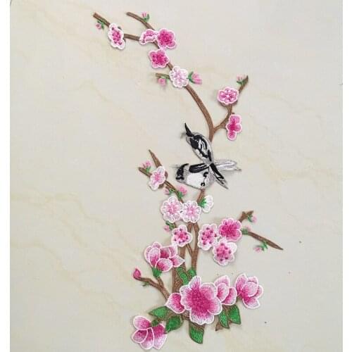 Computer embroidery with plum flower bird combination cloth Feng Shui Ethnic cheongsam hand sewn garment accessories solution