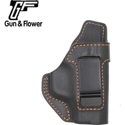 Gunflower IWB Leather Gun Holsters Concealed Carry Pistol Bags Brown Stich with Belt Clip for M&P Shield