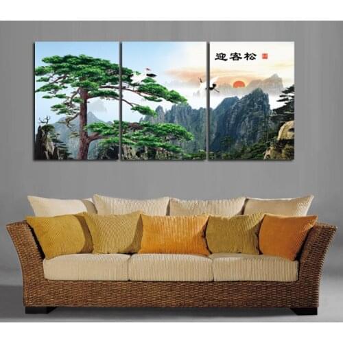 Fashion 2017 Unframed Wall Decoration Tree and hill Canvas Paintings for Living Room Picture Print On Canvas