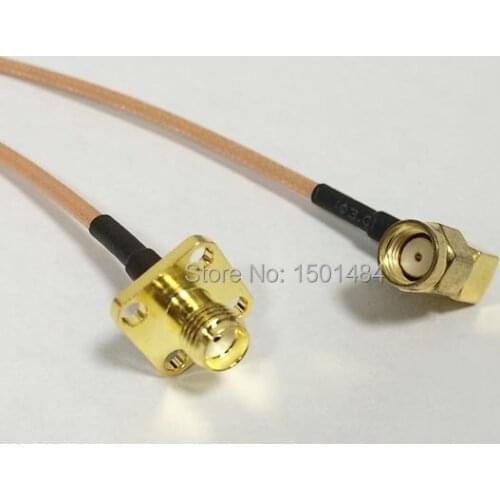 New RP-SMA Male female pin Right Angle Switch SMA Female 4-hole Panel mount Convertor RG316 Cable Adapter 15CM 6"