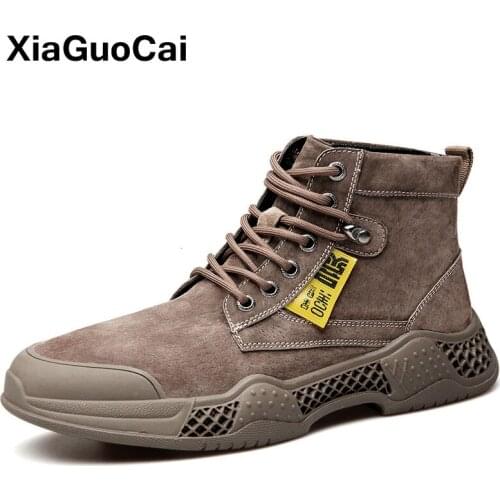 Autumn Winter Ankle Boots Men Tooling Shoes Lace Up Flock Man Casual Desert Boots New Arrival Fashion 2021 Man Footwear High Top