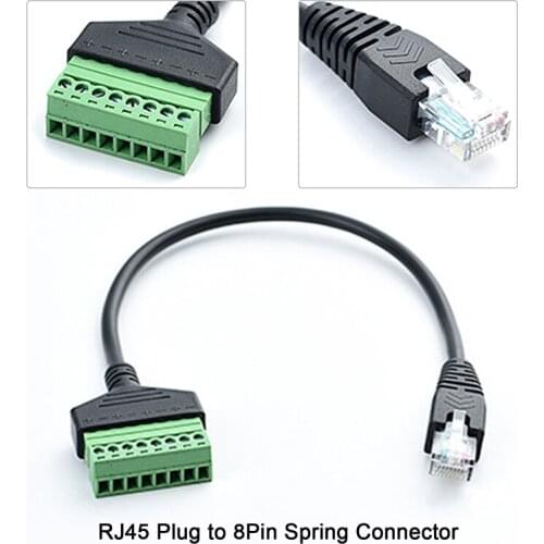 RJ45 Ethernet Male To 8 Pin AV Terminal Screw Adapter Converter Block Plug cable for CCTV camera