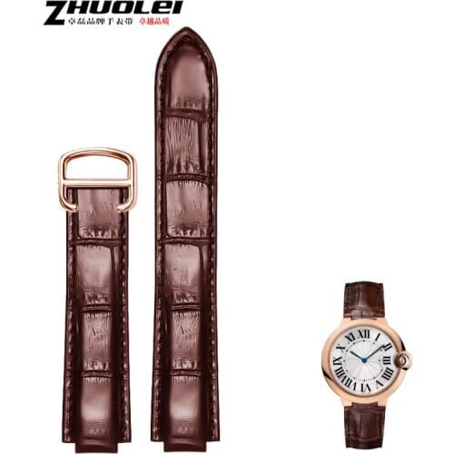 High quality Crocodile skin watchband for Ballon Bleu series wristband 20*12mm 18*11mm black brown straps with folding buckle