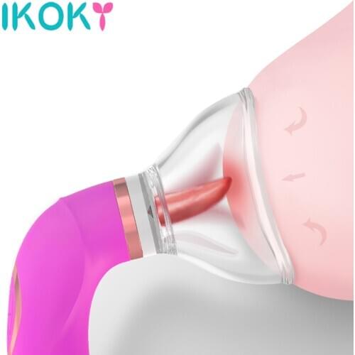 Sex Toys for Woman Vacuum Cup Pump Inhale Labia Breast Inhale Enlarge Massage Tongue Licking Vibrator Sex Product