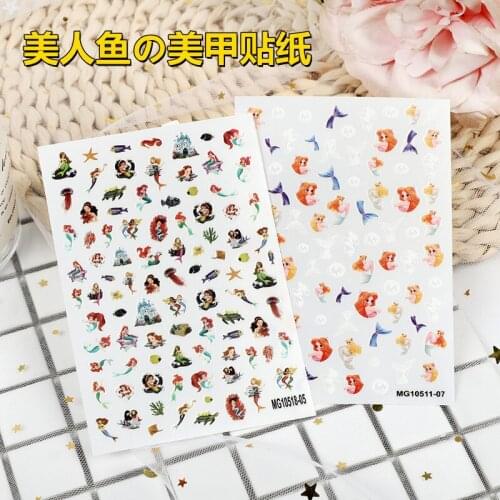 Fashion Hot Sell Japanese Style Back Glue Adhesive Nail Stickers Mermaid Beauties Dry Nail Decals Waterproof Nail Art Manicure
