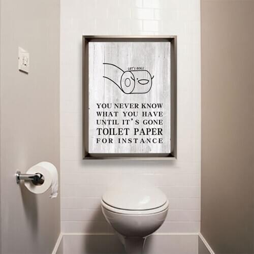 Toilet Paper Quotes Canvas Painting On The Wall Funny Decorative Pictures For Bathroom Art Creative Modern Posters No Frame