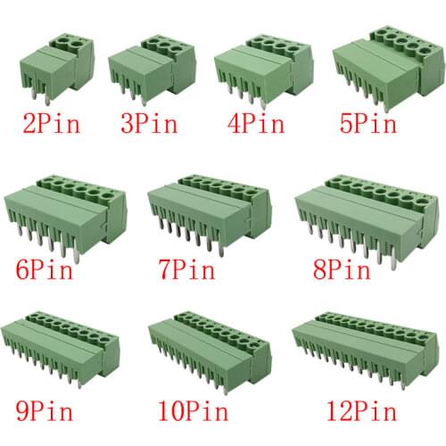 5Pairs 15EDG KF2EDG 3.81 mm PCB Screw Terminals Blocks Connector Right Angle Plug-Pin Header Socket 2/3/4/5/6/7/8/9/10P/12 Pin