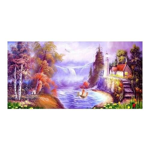 Scenery Needlework,Cross stitch,14CT Unprinted Forest water House for Embroidery kits Cross-Stitching,Art DIY Handmade decor