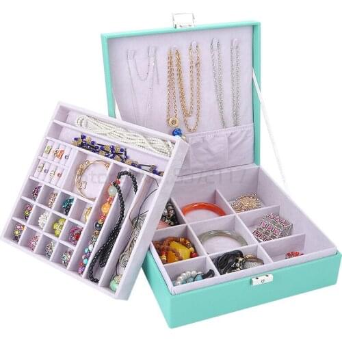 Suede cloth jewelry storage box double-layer ring storage box bracelet pendant wooden jewelry box