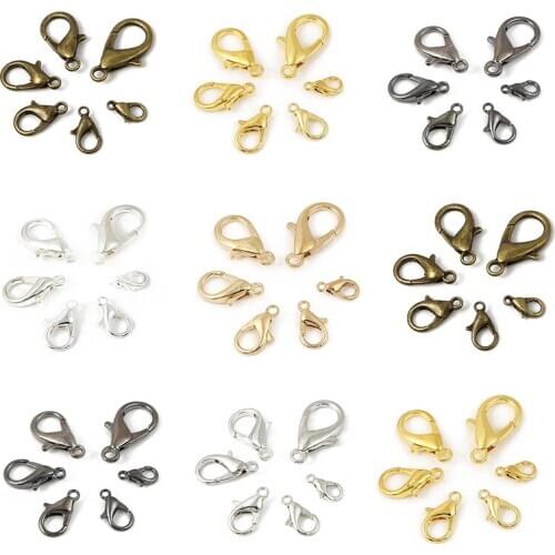 10/12/14/16/18/21mm 20-50pcs/lot Plated Alloy Lobster Clasp Hooks For Bracelet Necklace Chain Diy Jewelry Making Supplies