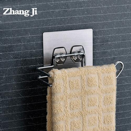 ZhangJi Self-adhesive Traceless Toilet Tissue Paper Holder Shelf Stainless Steel Bathroom kitchen Roll Paper no drill Rack