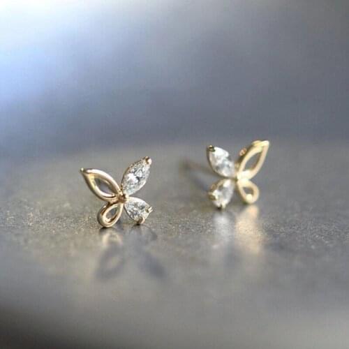 MENGYI Simple Cute Butterfly Zircon 9 2 5 Stud Earrings Sparkling Golden Ear Jewelry Women Party Delicate Jewelry Holiday Gifts
