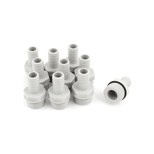 10Pcs 3/4 BSP Male Thread Pipe Fitting to 14mm Barb Hose Tail Straight Connector