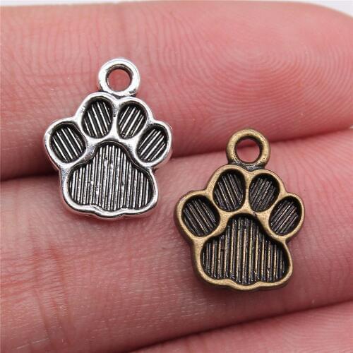 20pcs Silver Color Metal Dog Paw Print Footprint Charms Pendant For Necklace Bracelet Jewelry Making Findings DIY Craft