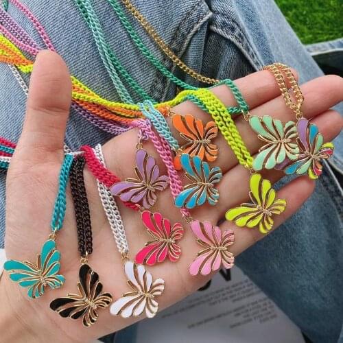 5PCS, Fashion Design Butterfly Pendant Female Statement Curb Chain Charm Choker Necklace for Woman Wedding