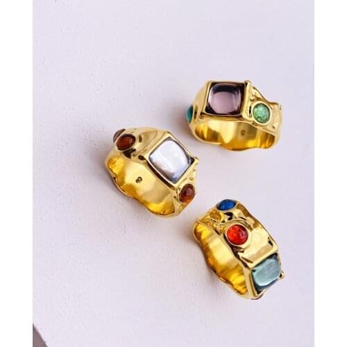 Amaiyllis 18k Gold Vintage Minimalist Rings Personality Hip Hop Pave Crystal Index Finger Rings For Female Jewelry