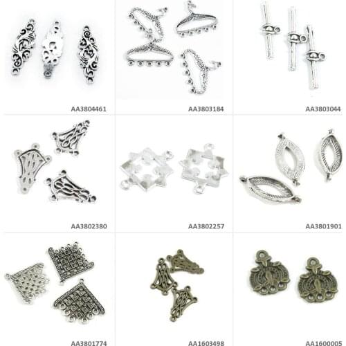Antique Bronze Silver Plated Jewelry Making Charms Crown Connector Ear Drop Earring End Bars Geometry Eye Puzzle Hanger Flower