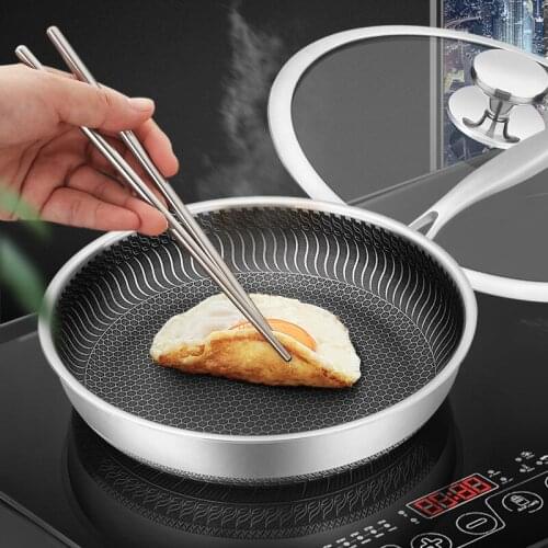 YT 316 Stainless Steel Pan Non-stick Pan Household Omelette Steak Frying Pan Pancake Pan Induction Cooker Gas Stove General