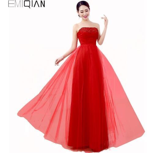 Free Shipping A Line Strapless Red Long Evening Gowns