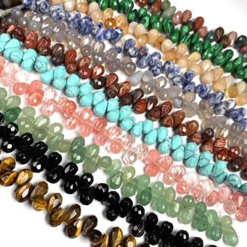 44Pcs Natural Stone Beads Section Drop Shaped Semi-precious Loose Beads For Jewelry Making DIY Necklace Bracelet Accessory