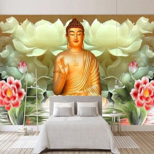 Custom Mural 3D Stereoscopic Jade Carving Buddha Statue Photo Wall Painting Bedroom Study Living Room TV Background Wallpaper