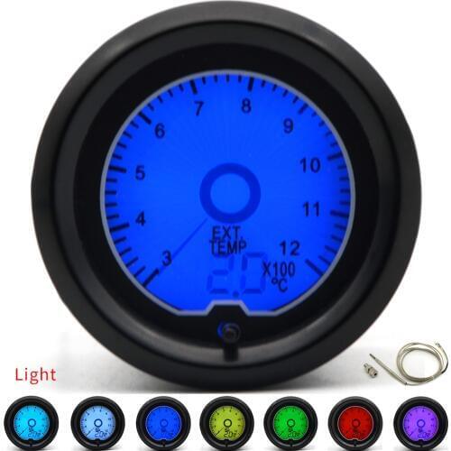 2" 52mm Exhaust Gas Temp Gauge EGT Gauge 7 Color Racing Gauge LCD Digital Display Car Meter Multiple Colors
