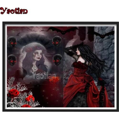 Halloween horror skull woman rose Full Square/Round Drill 5D DIY Diamond Painting Cross Stitch 3D Embroidery Mosaic Home Decor