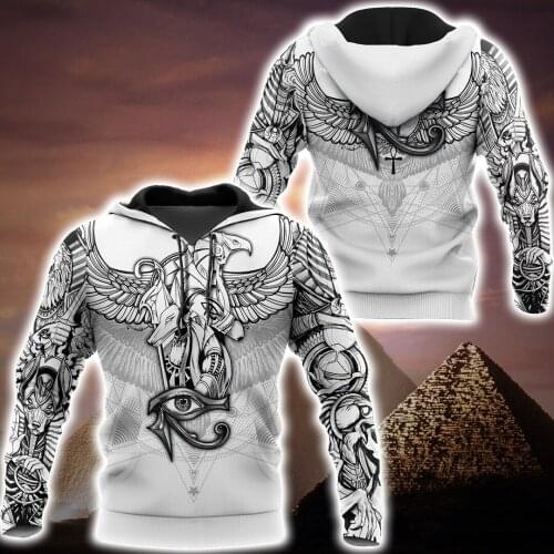 Egyptian Gods Ancient Tattoo White 3D Full Printed Hoodie For Man and Women Sweatshirt Zip Pullover Casual Jacket Tracksuit-558