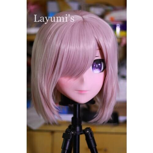 JW 32) BJD Cross Dressing Halloween Full Head Silicone Anime Fate Grand Order Mashu Kyrielight Cosplay Kigurumi Mask