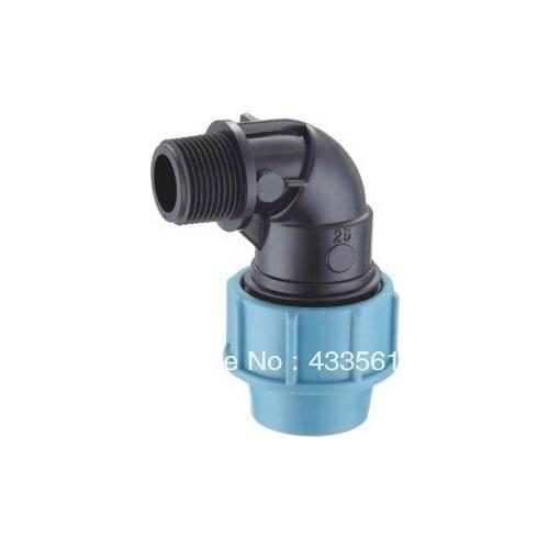 Quality PP compression fittings Male Elbow 90deg Size DN20X1/2" connector for Farm water irrigation pipeline