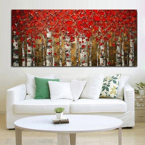 Canvas Painting oil paintings abstract painting Cuardros decoracion Poster red leavesthe sitting room Wall Art