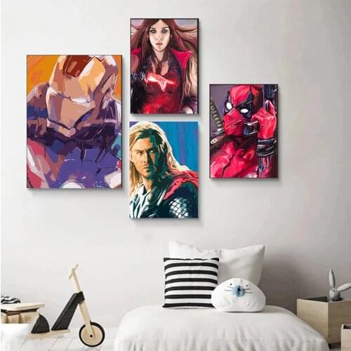 Anime Movie Avengers Canvas Painting Superhero Posters and Printmaking Wall Art Print Canvas Kids Cartoon Gift Home Decoration