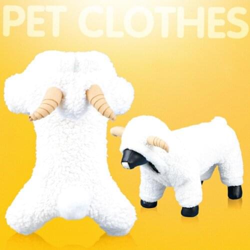 Comfy Dog Costume Dog Cartoon Sheep Winter Warm Hoodie Jumpsuit Jacket Halloween Christmas Costume For Puppy Animal