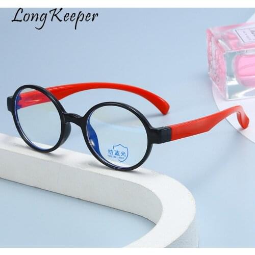 Round Anti Blue Light Glasses Kids Chirldren Boys Girls Computer Optical Frame Blue Light Blocking Glasses Reflective Eyeglasses