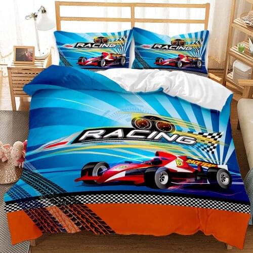 Cool Racing Boys Bedding Set Fashion Car Duvet Cover Pillowcases Bed Linings Comfortable Warm Home Textiles Adult Teen Gifts