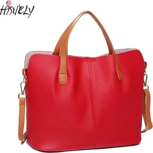 Hot Sale Red Women PU Leather Handbags 2021 Large Capacity Shoulder Bags Bolsos Messenger Bag Fashion Female Top-handle Totes