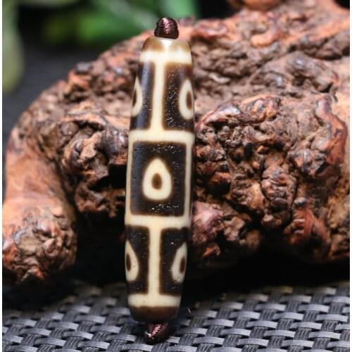 Magic Power Tibetan old Agate Ivory Color 9 Buddha Heart Eye dZi Bead Totem 52MM LKbrother Sauces Top Quality