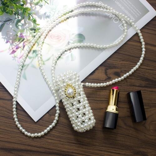 Mini Lipstick Pack Handmade Beaded Retro Pearl Bag Fashion Banquet Party Shoulder Bag Evening Bag Clutch Bag