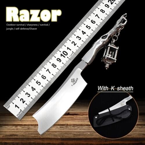 D2 Steel Straight Blade Handmade Razor Shaving Knife Shaving Appliance Knife Male Outdoor Vintage Fashion Self-Defense Razor