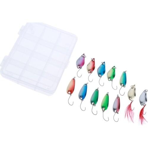 Lot 12pcs Metal Fishing Lures Single Hook Spinners & Spoons Bass Trout Lure Spoon Fishing Lures for Fishing