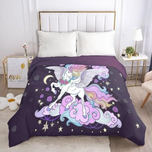 Unicorn Cartoon Duvet Cover with Zipper Comforter/Quilt/Blanket Case 140x200 230x220 3D Bedding For Baby Kids Child Girls Boys