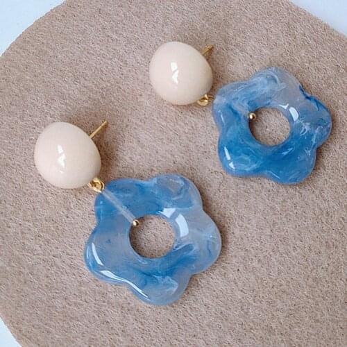 New Silver Needle Handmade Resin Earrings For Women Creative Korean Fashion Earrings Female Party Jewelry Gift For Girlfriend