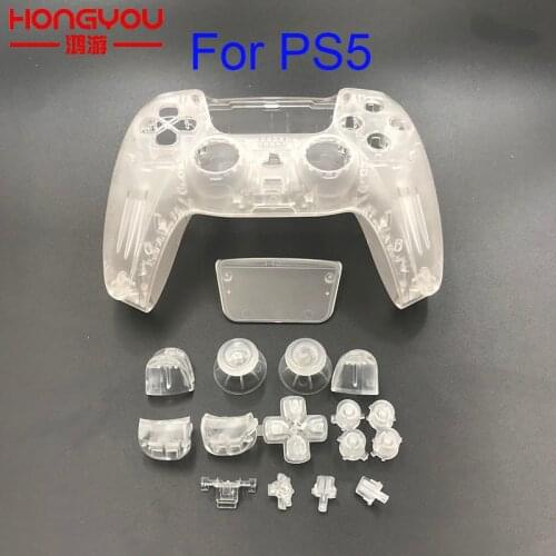 Replacement Full Set Transparent Clear Front Back Housing Shell Case Cover Suit For Playstation 5 For PS5 Gamepad Controller