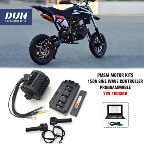 QS 138 3000W 72V 100KPH PMSM Mid Drive Motor with Belt Design 180A EM150S Votol Regen Controller T08 Throttle For Dirt Bike