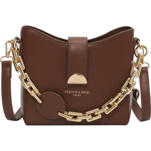 Trends Leather Purses And Handbags Luxury Crossbody Bag For Women 2021 Pu Thick Chain New Retro Female Messenger Bags Designer