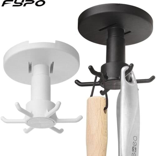 360° Rotating Kitchen Hooks,Self Adhesive 6 Hooks Under Shelf Rotate Towel Hook Kitchenware Cabinet Storage Organizer