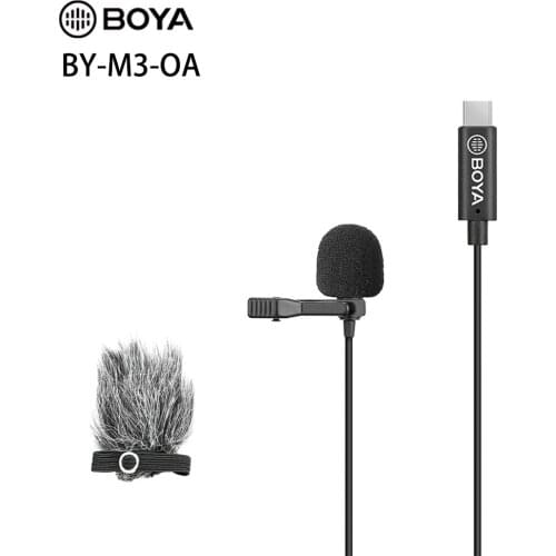 BOYA BY-M3-OA Lavalier Microphone Omnidirectional Type-C Audio Output Jack Designed for DJI OSMO Action Video Camera Accessories