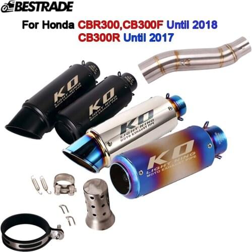 For Honda CBR300 CB300R CB300F Motorcycle ATV Exhaust System Middle Connect Tube Slip On 51mm Muffler Pipe Removable DB Killer