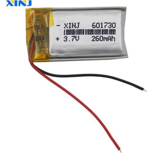 XINJ 3.7V 260mAh lithium polymer battery li po cell 601730 For GPS Sat Nav earphone DIY Car Camera DVC DVR MP3/MP4 watches Toys