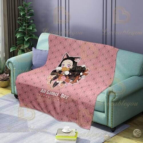 Japanese Anime Q 3d Print Nap Blanket Soft and Comfortable Velvet Bedspread Modern Anime Travel Blankets